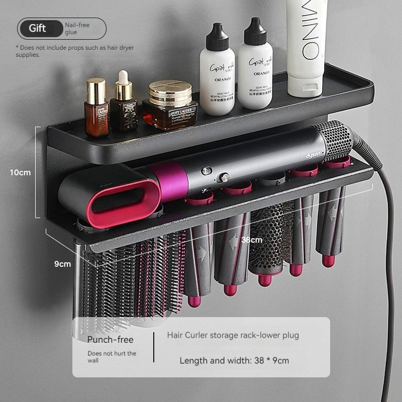 Punch Free Styling Machine Hanger Bathroom Hair Dryer Shelf