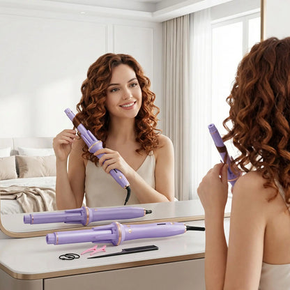 femme boucle ses cheveux avec fer a boucler pro